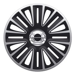 Jeu d'enjoliveurs Quadro Pro 15-inch argent/noir + anneau chromé