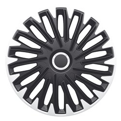 Jeu d'enjoliveurs Quantum Pro 15-inch argent/noir + anneau chromé