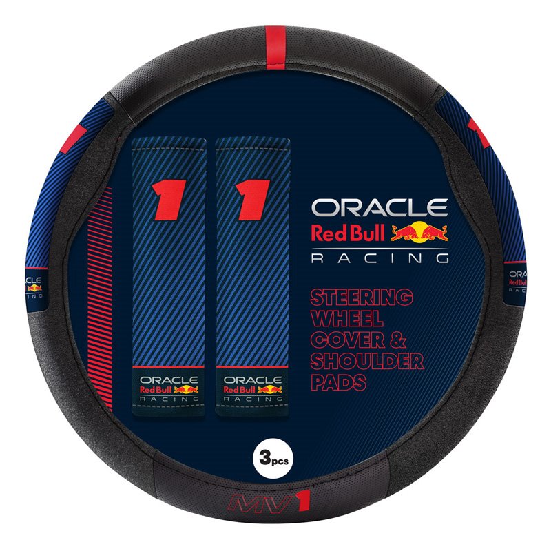Red Bull Oracle Housse de volant universel + Protèges ceinture - Type 002 MV1 - Noir/Rouge/Bleu