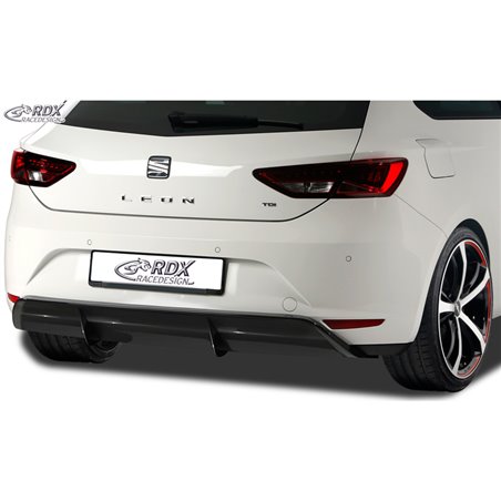 Jupe arrière 'Diffuseur' sur mesure pour Seat Leon 5F SC/5-portes 2013-2017 excl. ST/FR/Cupra (ABS noir luisant)