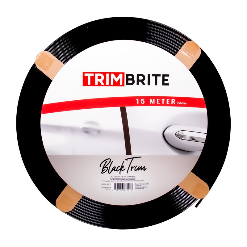Trimbrite Bande adhésive pour l'intérieur et l'extérieur - Noir - Rouleau de 15 mètres - U-profil 8x5mm