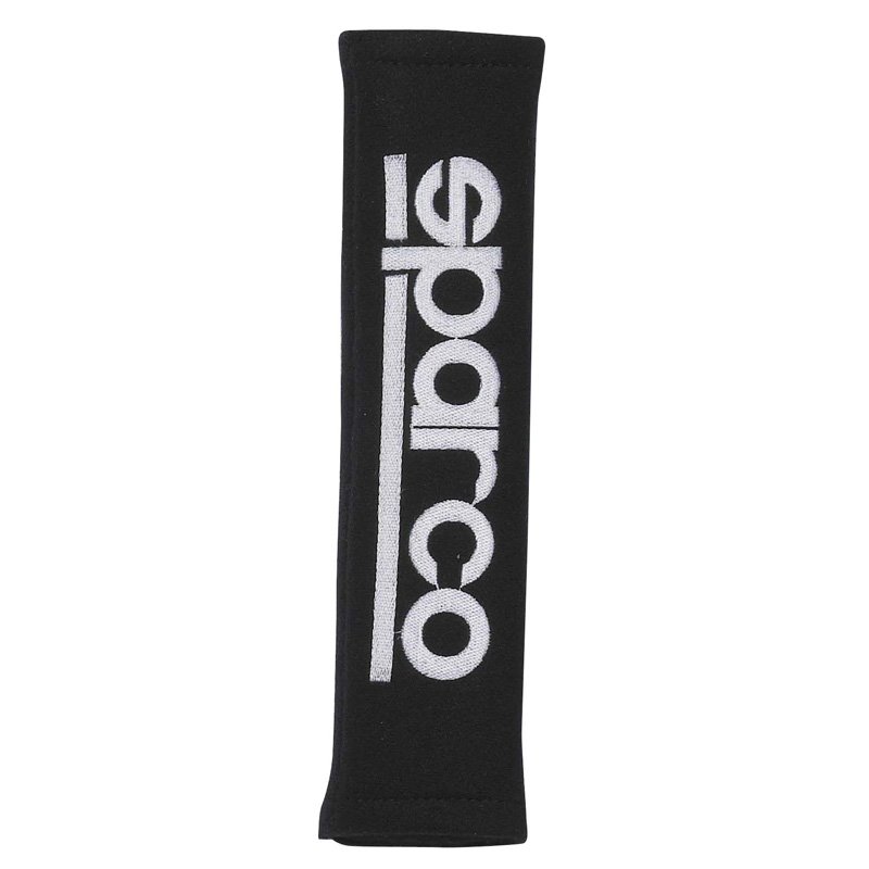 Sparco Protège Ceinture de Sécurité GT - Noir + Logo - 2 pièces