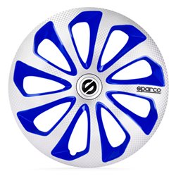 Sparco Enjoliveurs Sicilia - 14-pouces - Argent/Bleu/Carbone - Set de 4 pièces