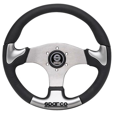 Sparco Volant Universel P222 - PU Noir/Gris/Aluminium - Diamètre 345mm