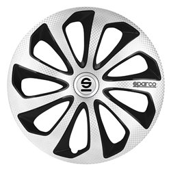 Sparco Enjoliveurs Sicilia - 16-pouces - Argent/Noir/Carbone - Set de 4 pièces