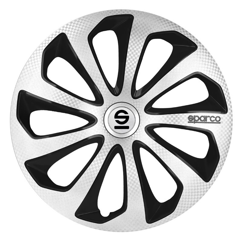 Sparco Enjoliveurs Sicilia - 16-pouces - Argent/Noir/Carbone - Set de 4 pièces