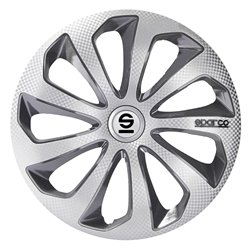 Sparco Enjoliveurs Sicilia - 16-pouces - Argent/Gris/Carbone - Set de 4 pièces