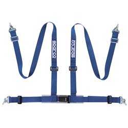 Sparco 4-Point Ceinture sport - Bleu - incl. Protecteur de hanche & fixation à crochet (Homologation E)