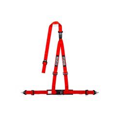 Sparco 3-Point Ceinture sport - Rouge - incl. Protecteur de hanche & fixation à vis (Homologation E)