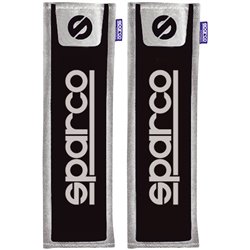 Sparco Protège Ceinture de Sécurité - Noir/Gris + Logo - 2 pièces