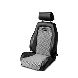 Sparco Siège Baquet GT - Skaï Noir + Microfibre Noir/Blanc 'Retro' - Réglable