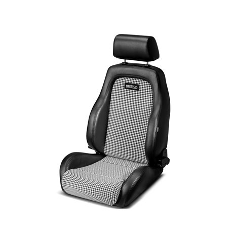 Sparco Siège Baquet GT - Skaï Noir + Microfibre Noir/Blanc 'Retro' - Réglable