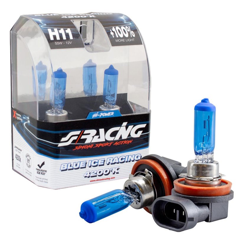 Simoni Racing Ampoules Halogène 'Blue Ice Racing' H11 (4200K) 12V/55W, set de 2 pièces ECE-R37