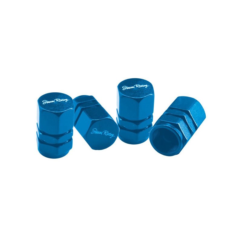 Simoni Racing Bouchons de Valve Hexagonal - Bleu - 4 pièces