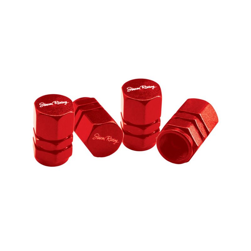 Simoni Racing Bouchons de Valve Hexagonal - Rouge - 4 pièces