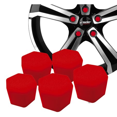 Simoni Racing Caches-Écrou de Roue Soft Sil - 17mm - Rouge - Set de 20 pièces