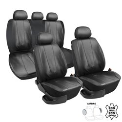 Simoni Racing Set de Housses de Siège Type B - Eco-Cuir Noir - Set complet 11 pièces