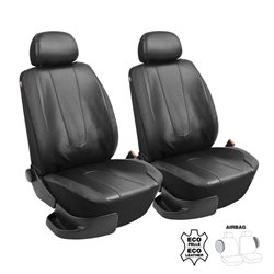 Simoni Racing Set de Housses de Siège Type M - Eco-Cuir Noir - 6 pièces pour les sièges avant