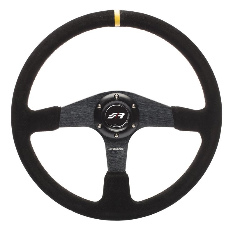 Simoni Racing Volant Universel Defender - Suède Noir/Jaune - Diamètre 380mm