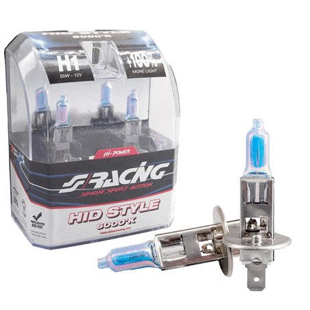 Simoni Racing Ampoules Halogène 'HID Style' H1 (6000K) Hyperblanc 12V/55W, set de 2 pièces ECE-R37