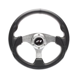 Simoni Racing Volant Universel Interlagos - Eco-Cuir Noir/Aluminium - Diamètre 320mm