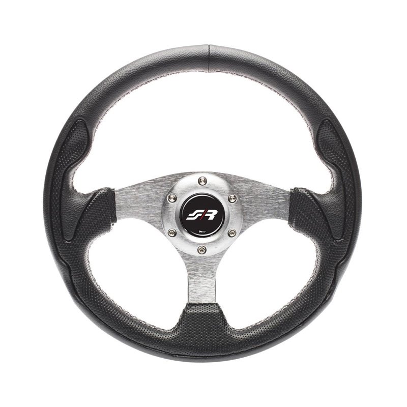 Simoni Racing Volant Universel Interlagos - Eco-Cuir Noir/Aluminium - Diamètre 320mm
