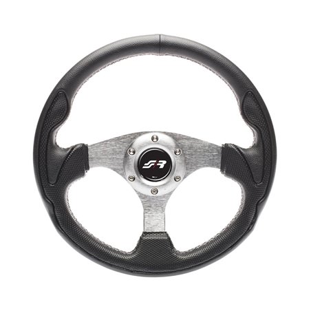 Simoni Racing Volant Universel Interlagos - Eco-Cuir Noir/Aluminium - Diamètre 320mm