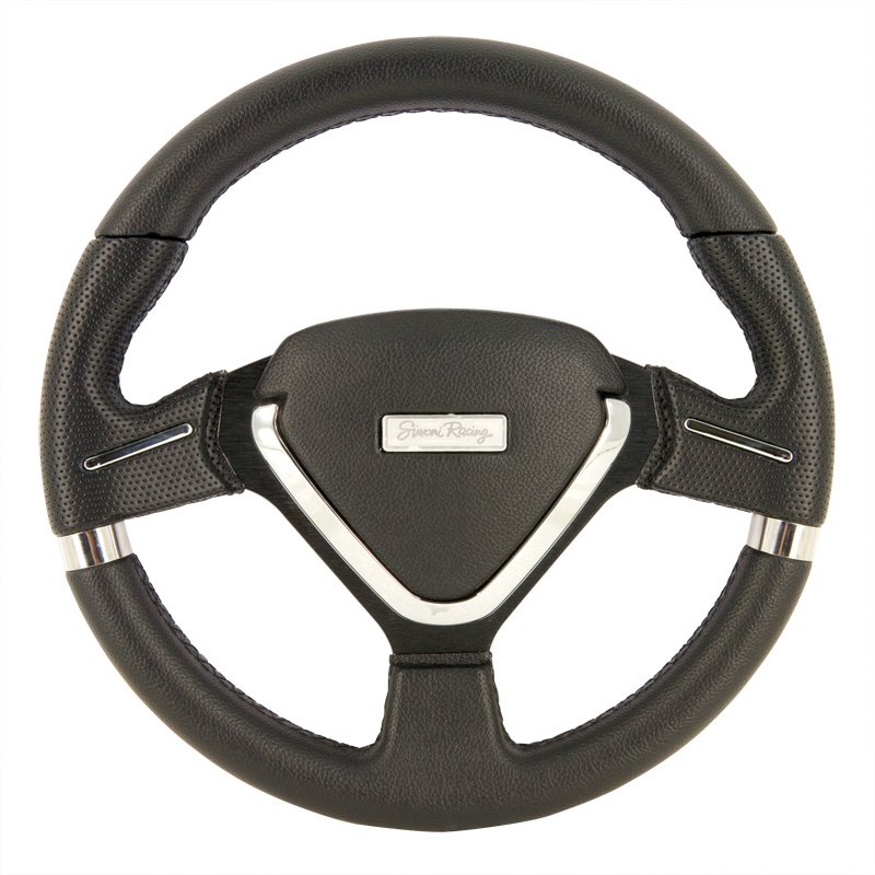 Simoni Racing Volant Universel Montecarlo - Eco-Cuir Noir - Diamètre 320mm