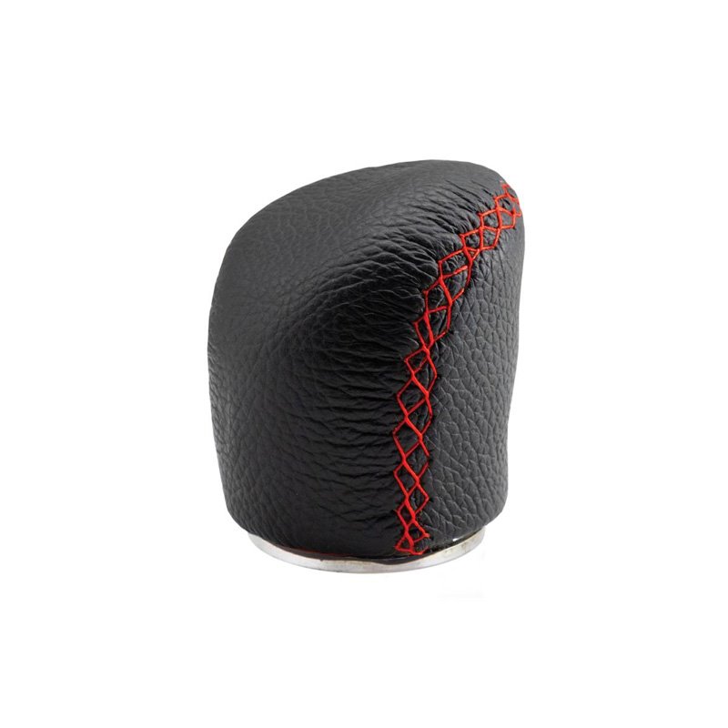 Simoni Racing Pommeau de Vitesse Special - Cuir Noir + Couture Rouge (pour bague de marche arrière)