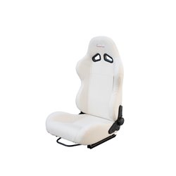 Simoni Racing Siège Baquet Tazio - Eco-Cuir Blanc - Réglable des Deux Côtés - incl. Glissières