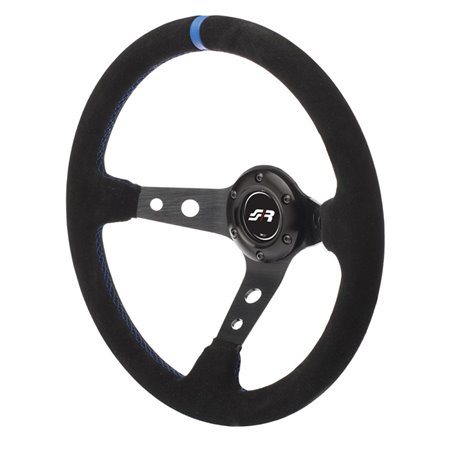 Simoni Racing Volant Universel Shakedown - Suède Noir/Bleu - Diamètre 350mm