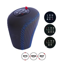 Simoni Racing Pommeau de Vitesse Slick - Noir/Bleu incl. 3 Schémas de Passage des Vitesses