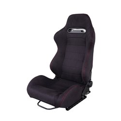 Simoni Racing Siège Baquet Miky - Noir + Piqûres Rouges - Réglable des Deux Côtés - incl. Glissières