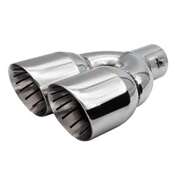 Simoni Racing enjoliveur d'échappement Rond Double/Oblique Inox - Ø90xL245mm - Montage 35->61mm