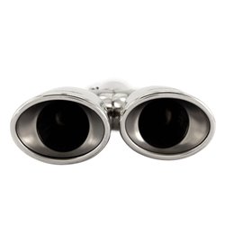 Simoni Racing enjoliveur d'échappement Ovale Double/Oblique Inox - 167x67xL220mm - Montage 37->57mm - à droite