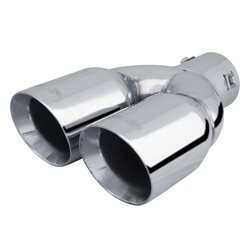 Simoni Racing Embout d'échappement Rond Double/Oblique Inox - 2xØ76xL240mm - Montage 34-60mm