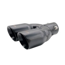 Simoni Racing Embout d'échappement Rond Double/Oblique Inox Noir - 2xØ76xL240mm - Montage 34-60mm