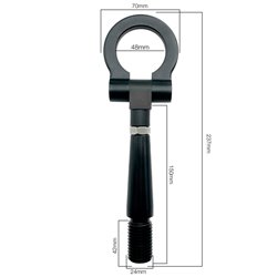 Simoni Racing Crochet de Remorquage - Métal - Noir - Longueur 23.7cm