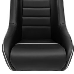 Siège baquet 'Classic RS' - Simili Cuir Noir/Gris - Dossier fixe + Appuie-tête intégré - incl. glissières