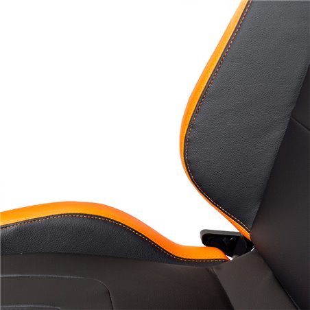 Siège baquet 'RS6-II' - Noir-Mattes/Simili Cuir Orange - Dossier régable - incl. glissières