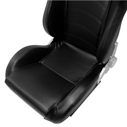 Siège baquet 'DS' - Look-Carboné Simili Cuir - Dossier régable - incl. glissières