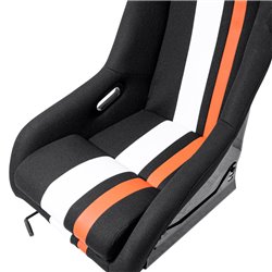 Siège baquet 'MO' - Noir/Rouge/Blanc - Dossier fixe en polyester - incl. glissières