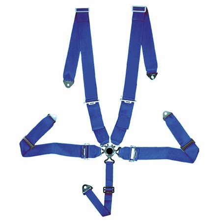 Ceinture de Sport Racing 5-Point Bleu + Quick Release + Homologation E (3-inch)