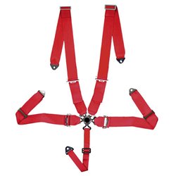 Ceinture de Sport Racing 5-Point Rouge + Quick Release + Homologation E (3-inch)