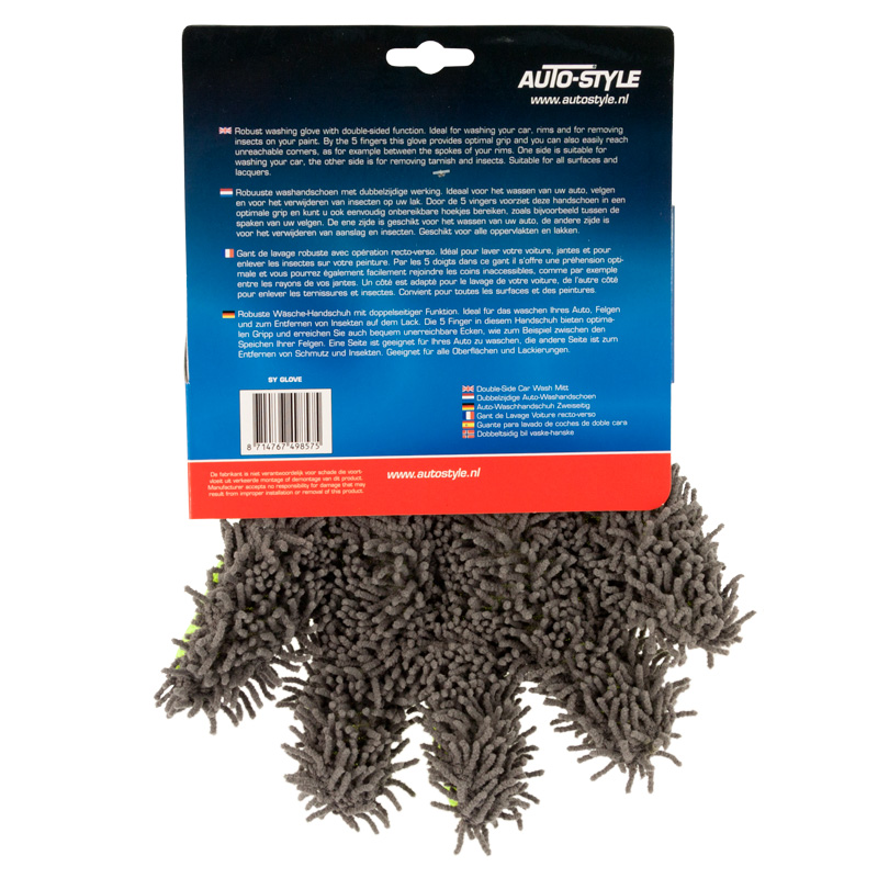 AutoStyle Gant de Lavage Voiture recto-verso - Gris/Vert