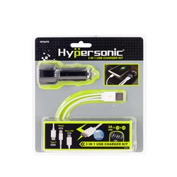 3-in-1 Kit chargeur universel avec prise allume-cigare - 3A - USB - Type C