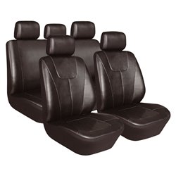 Housse de sièges 'Demio' Simili Cuir PVC noir-mattes (11-pièces) (aussi pour Side-Airbags)