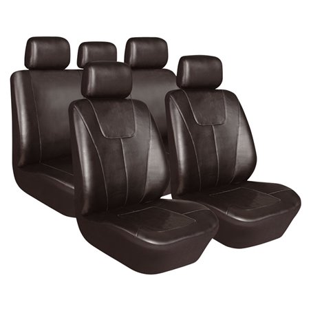 Housse de sièges 'Demio' Simili Cuir PVC noir-mattes (11-pièces) (aussi pour Side-Airbags)