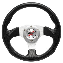 Volant sport universel 'Eruption' - Ø295mm - Cuir-PU noir + Rayons argent