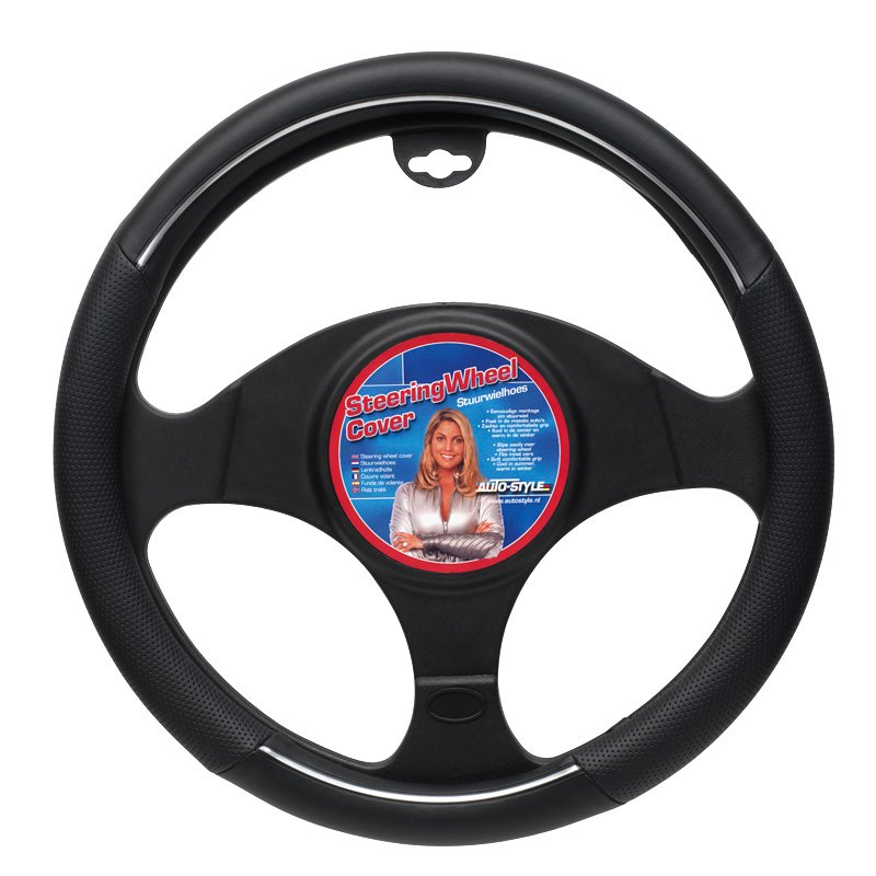 Housse de volant universel - Noir/Bord Chromé